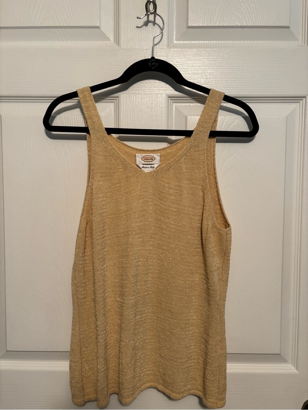 Talbots Light Gold Knit Sweater Tank Top PTP 18-22”